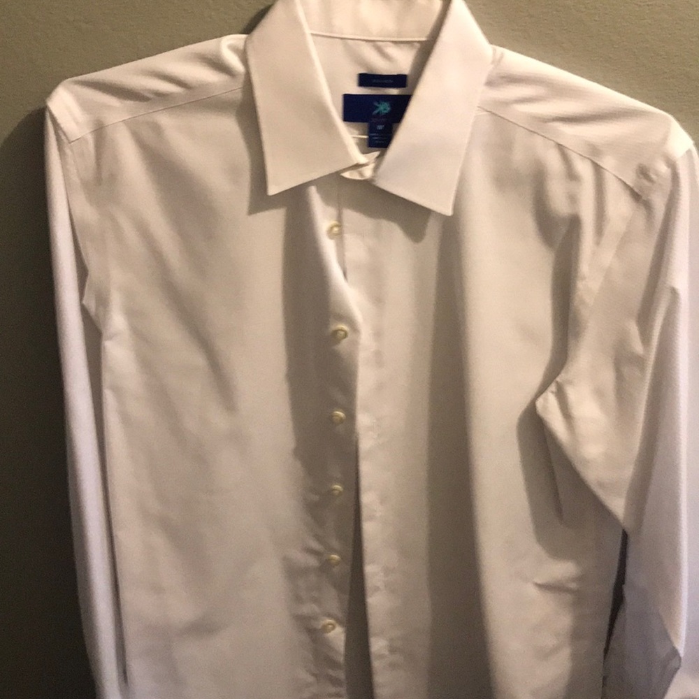 Egara White Dress Shirt Medium 100% Cotton